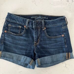 American Eagle Outfitters Blue Jean Shorts with Cuffed Hem